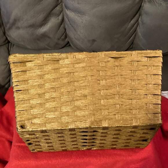 Natural Rectangular Water Hyacinth Storage Basket w/Handles-6" H-12" Long & 7"W - Picture 4 of 10